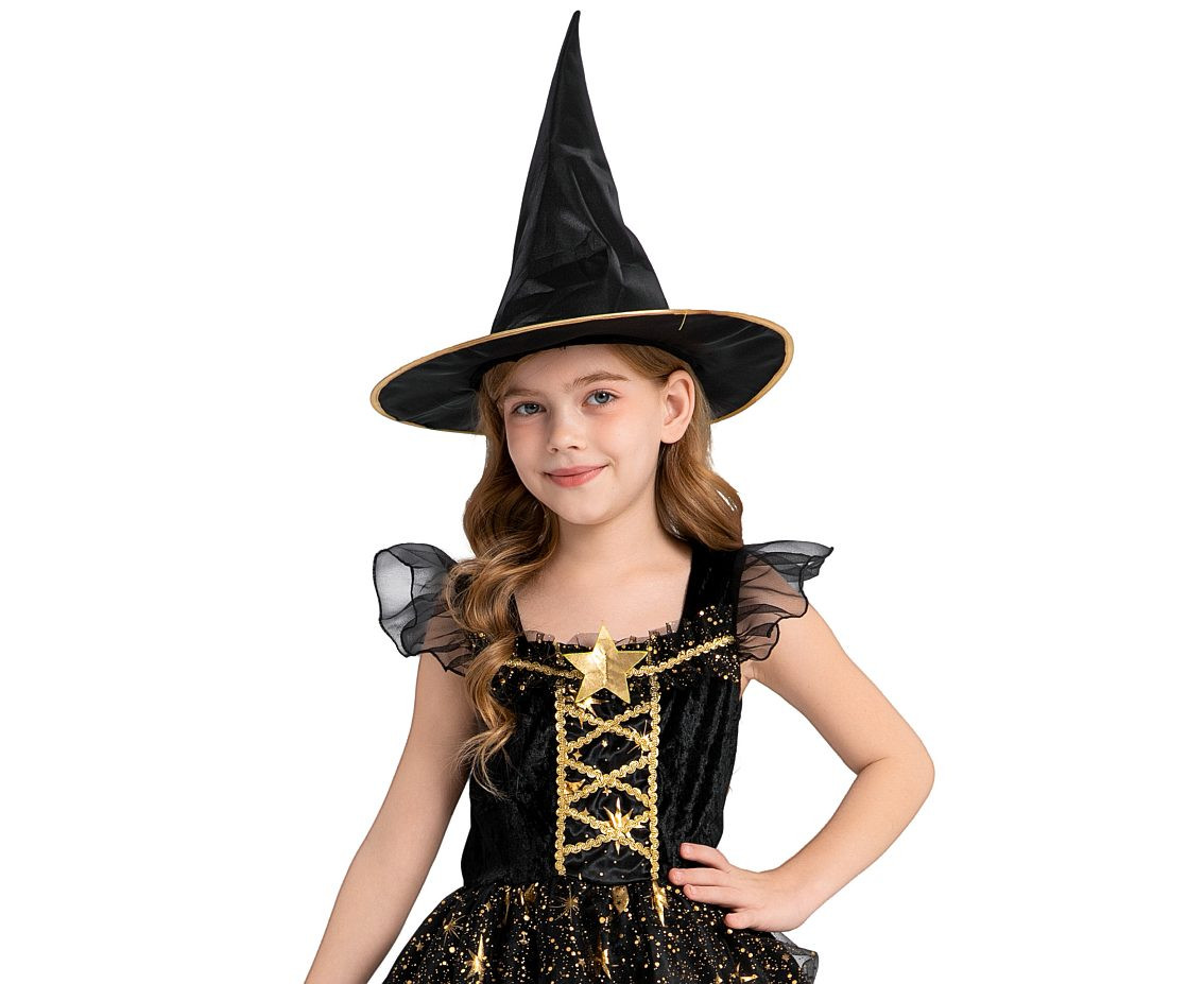Role play set for kids Black Witch (dress, hat), size 130/140 cm